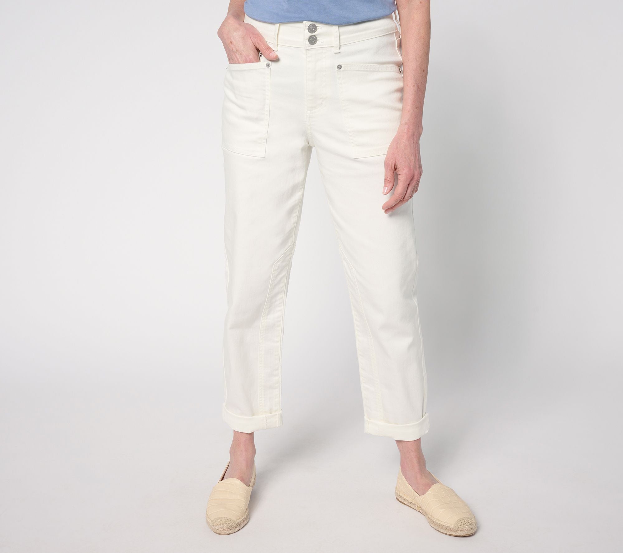 LOGO by Lori Goldstein Color Straight Leg Ankle Jeans - Marshmallow
