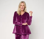 Button Front Knit Velvet Top