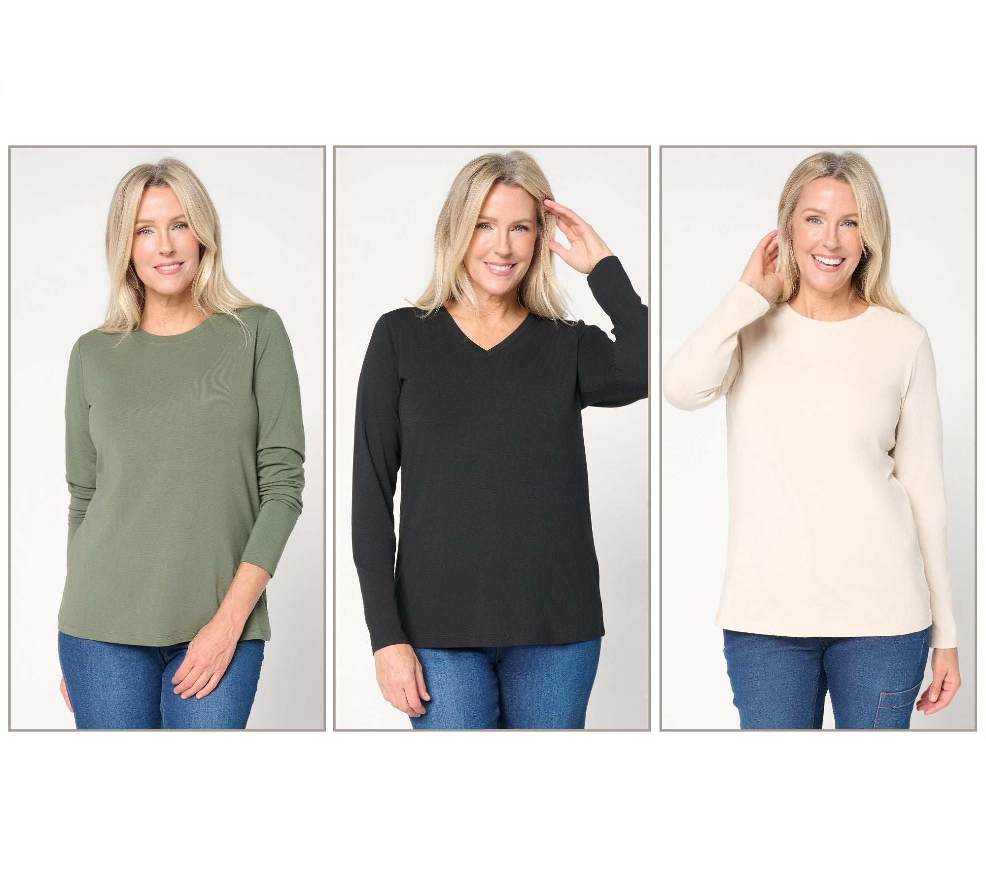Essentials So Soft Jersey 3-Pack Variety Tops - NwStn/DkOlv/Blk