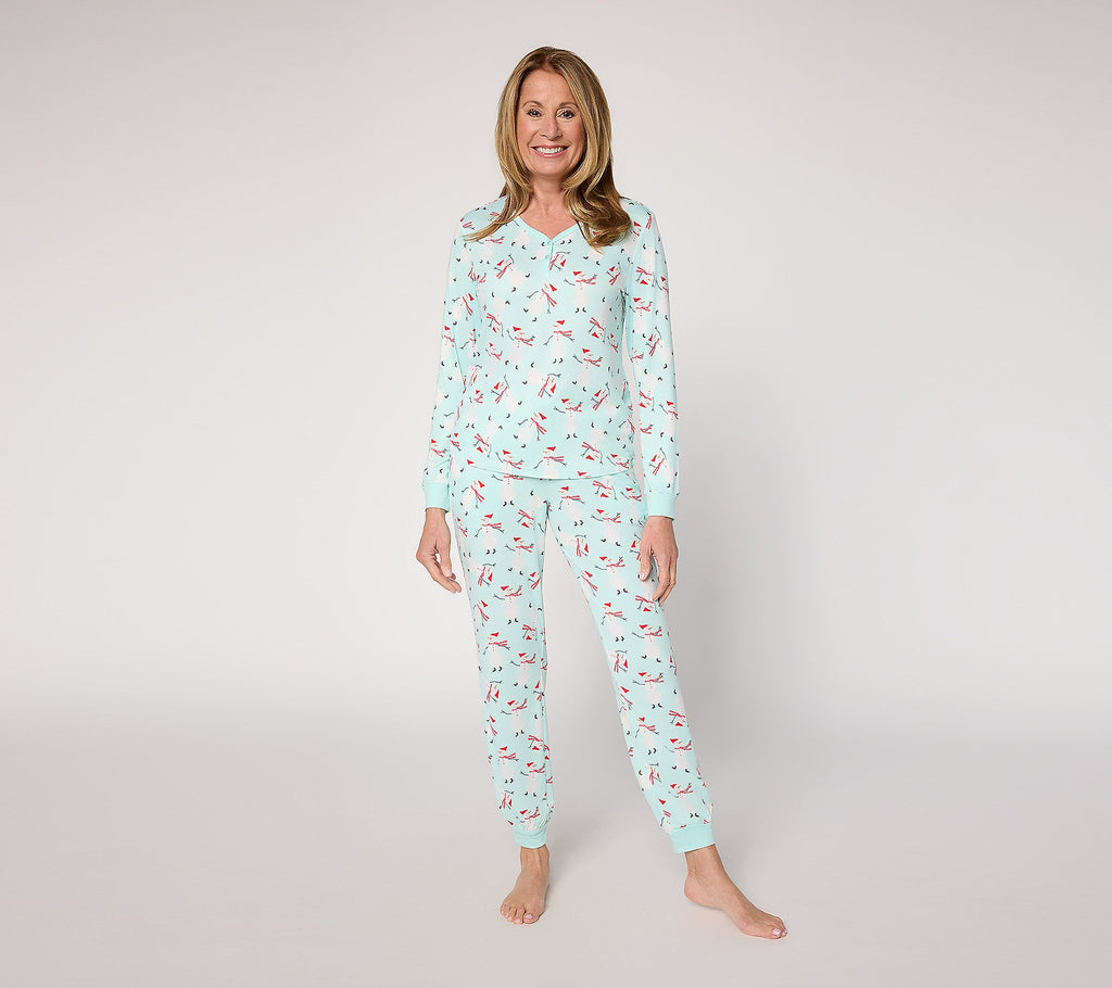 Cloud Knit Henley Printed Pajama Set