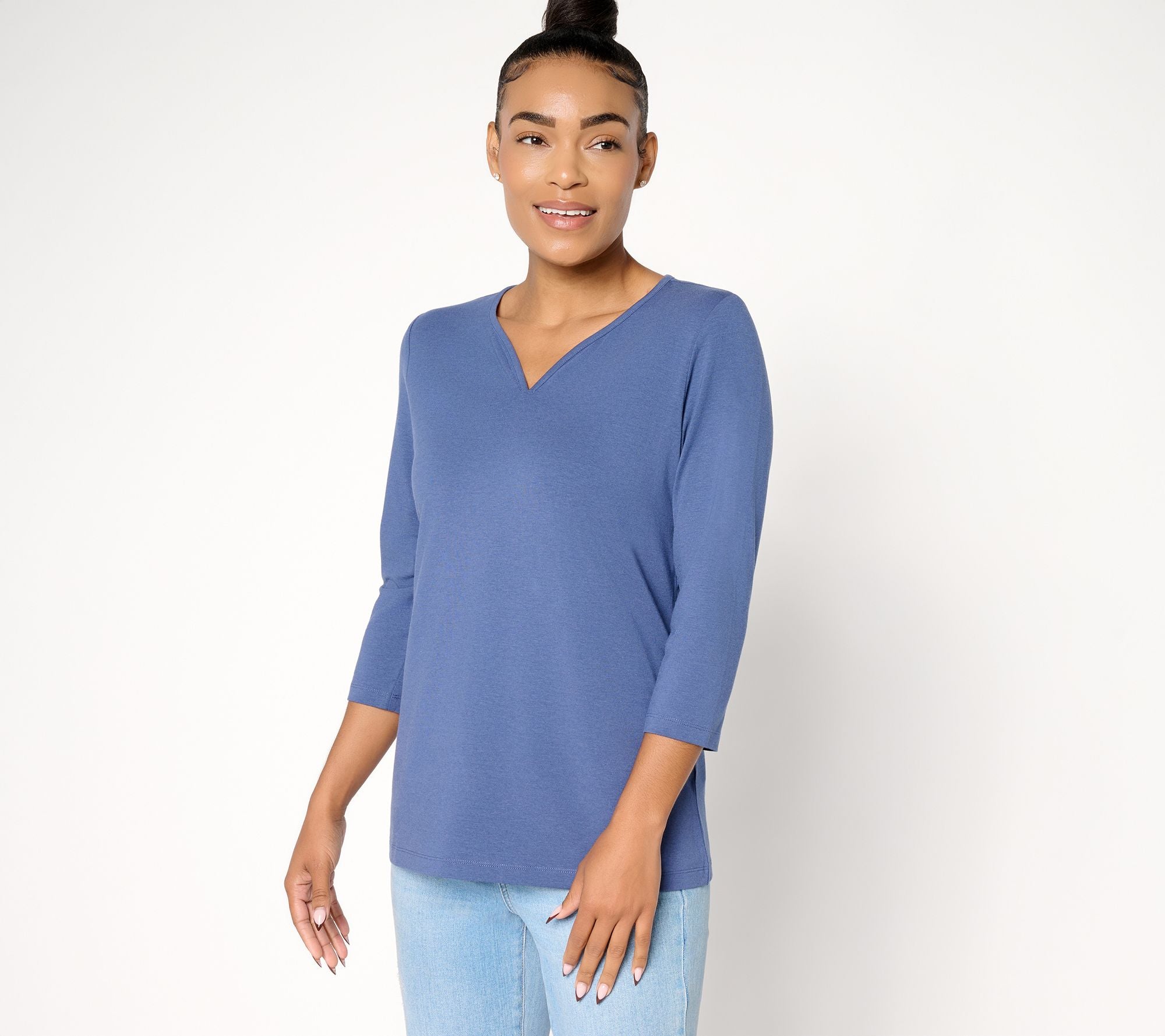 Essentials So Soft Jersey Sweetheart Neck Top - Indigo