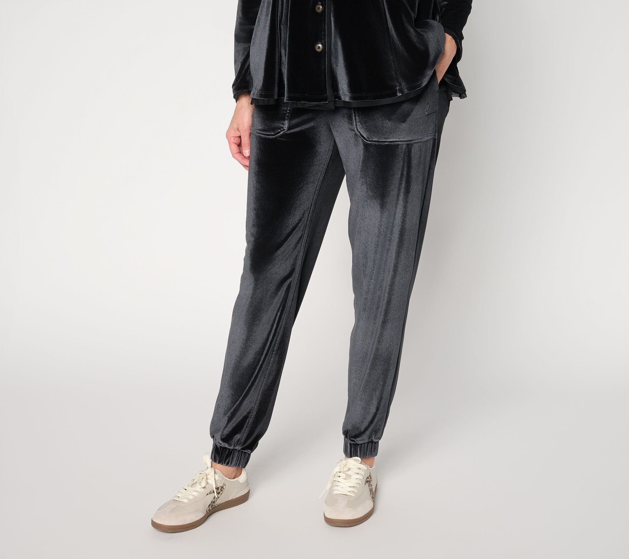 Knit Velvet Joggers - Black