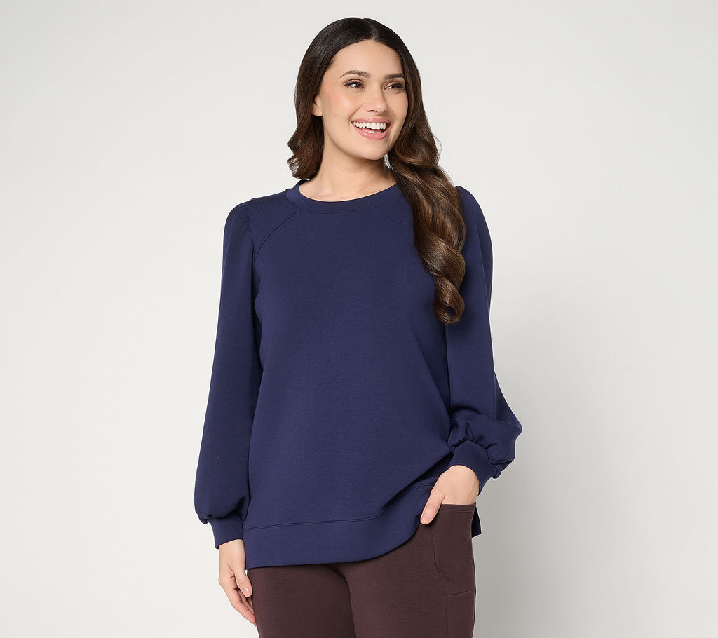 Belle by_Kim Gravel ScubaLuxe Mega Blouson Sleeve Top - Future Dusk