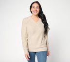 Jingle Belles by Kim Gravel Sugarplum Sparkle V-Neck Sweater - Gold