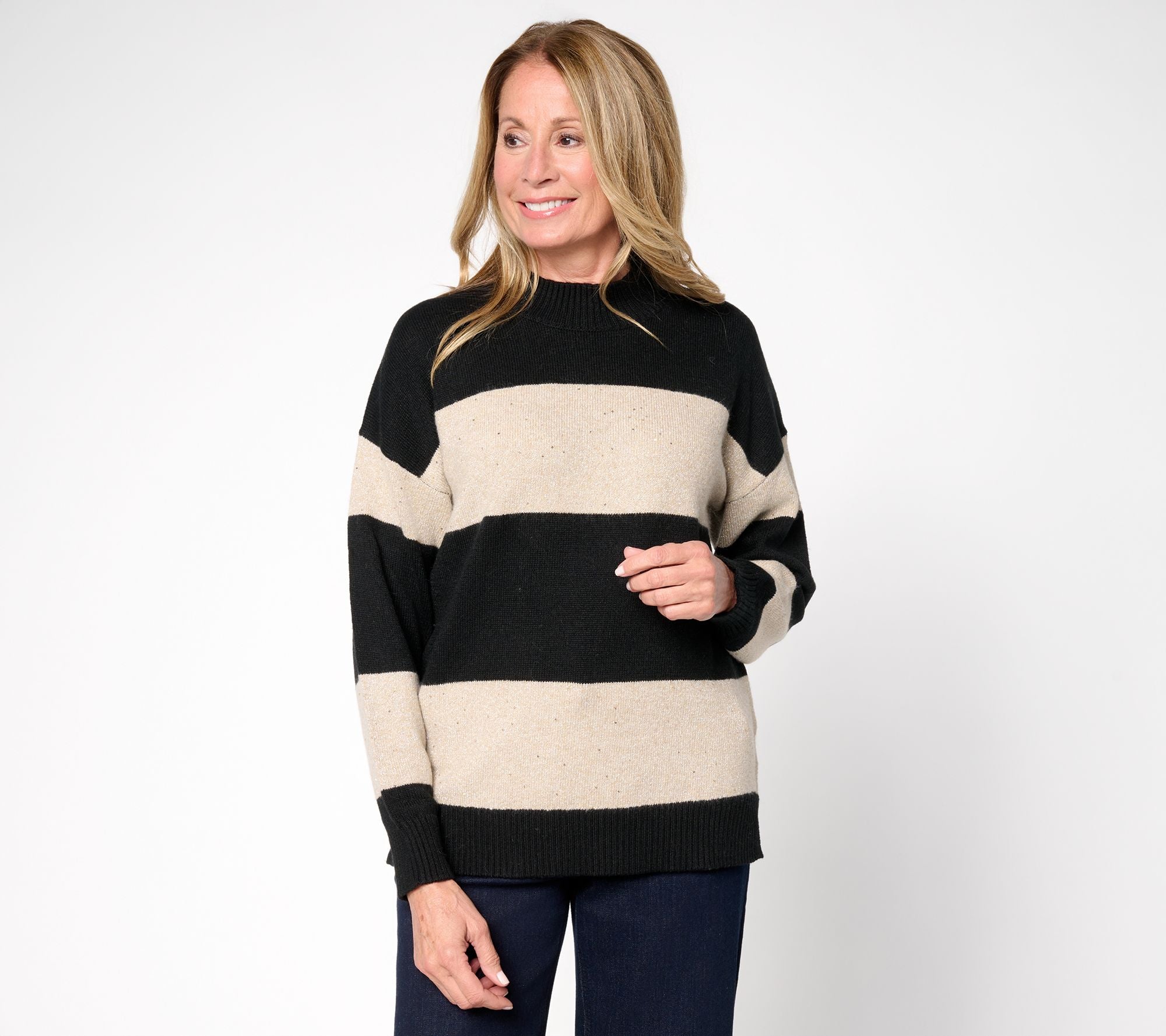Jingle Belles by Kim Gravel Sugarplum Sparkle Striped Sweater - Black