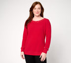 Jingle Belles by Kim Gravel Simulated Pearl Boatneck Top - Ruby