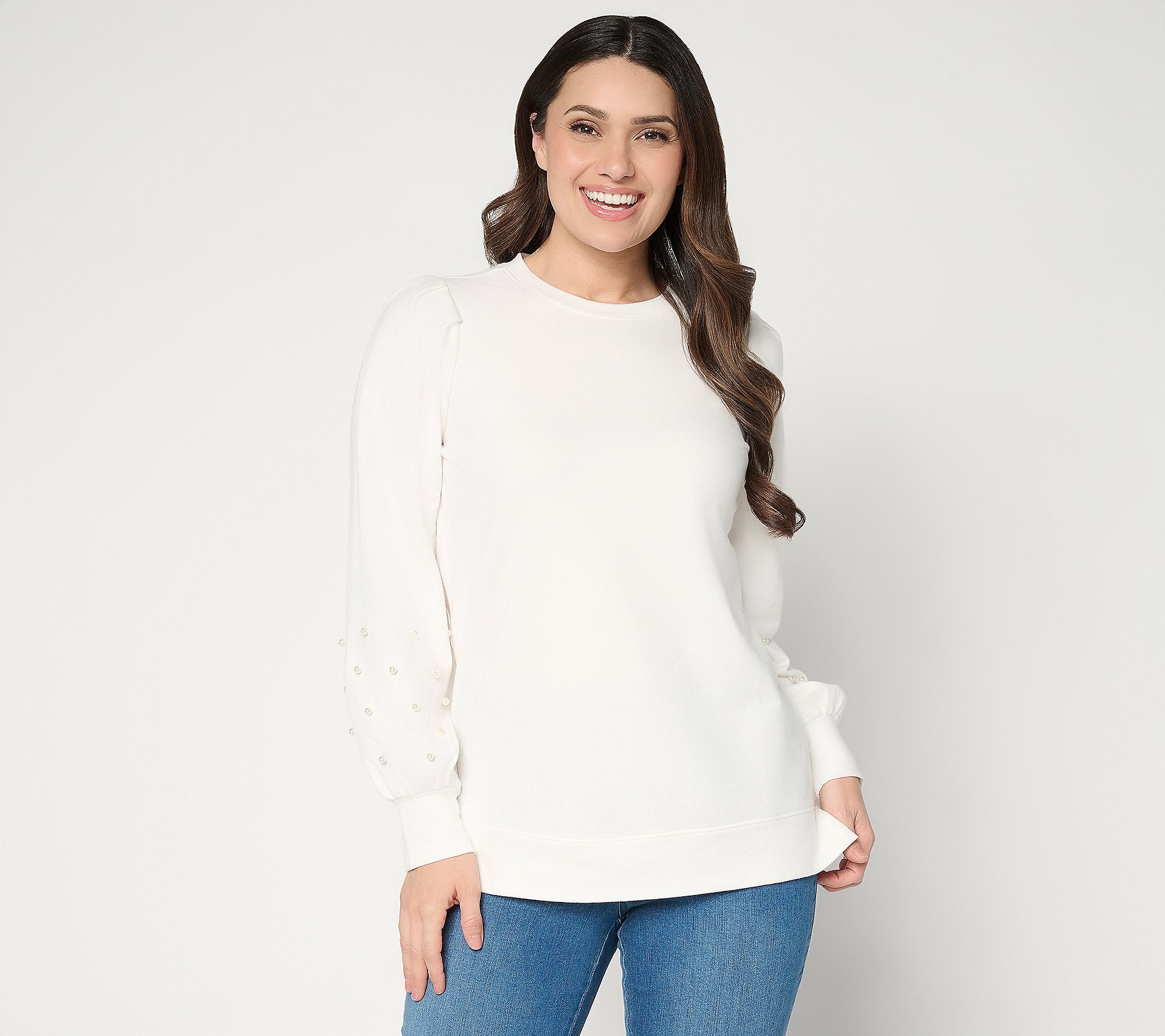 Uptown Pearls Blouson Sleeve Sweatshirt