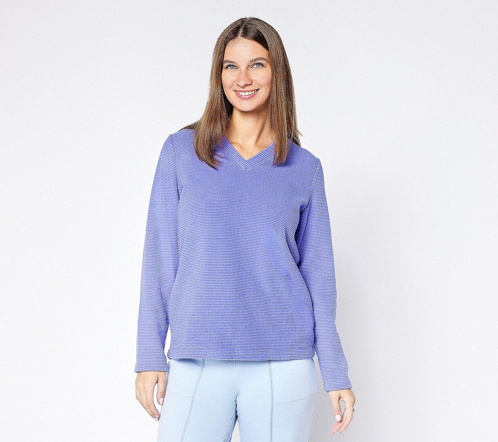 Chenille Fleece V-Neck Pullover with Pockets