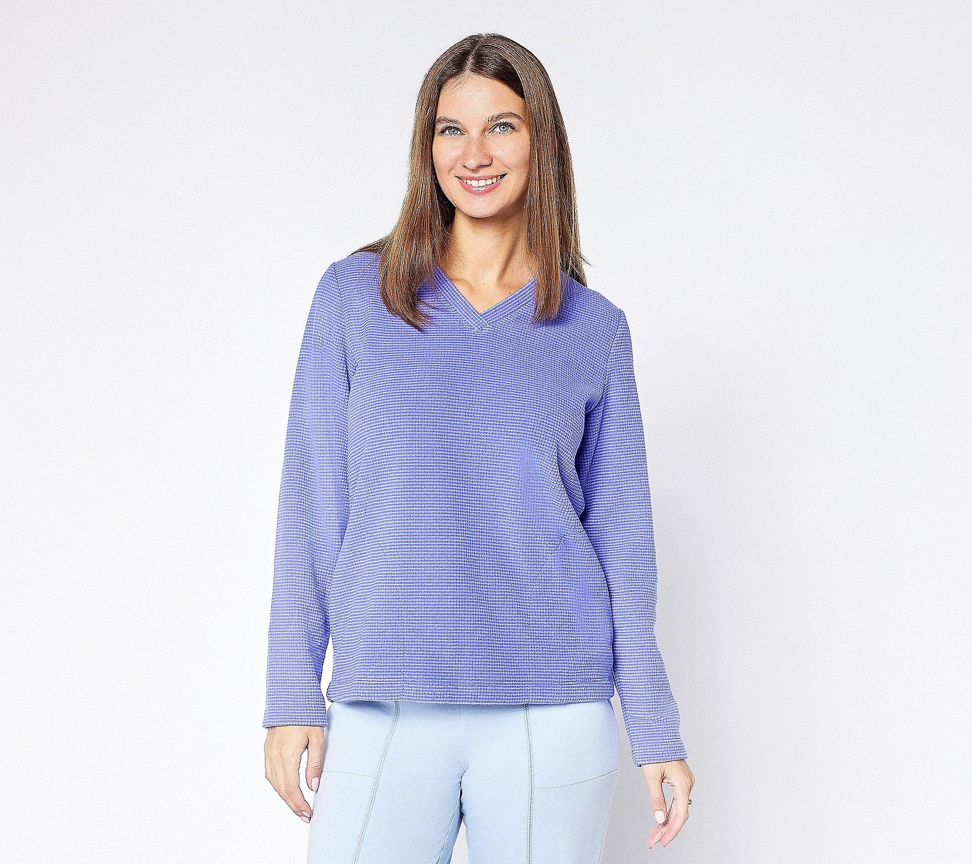 Chenille Fleece V-Neck Pullover with Pockets