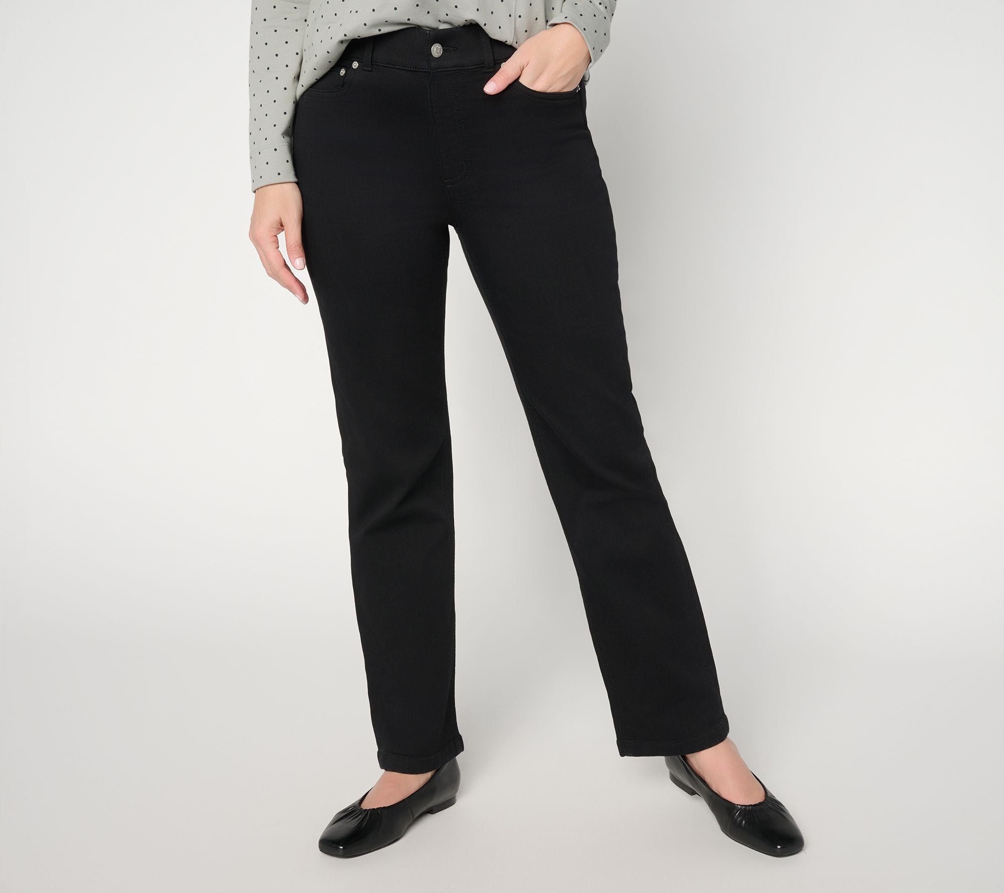 Comfy Knit Striaght Leg Jeans - Black