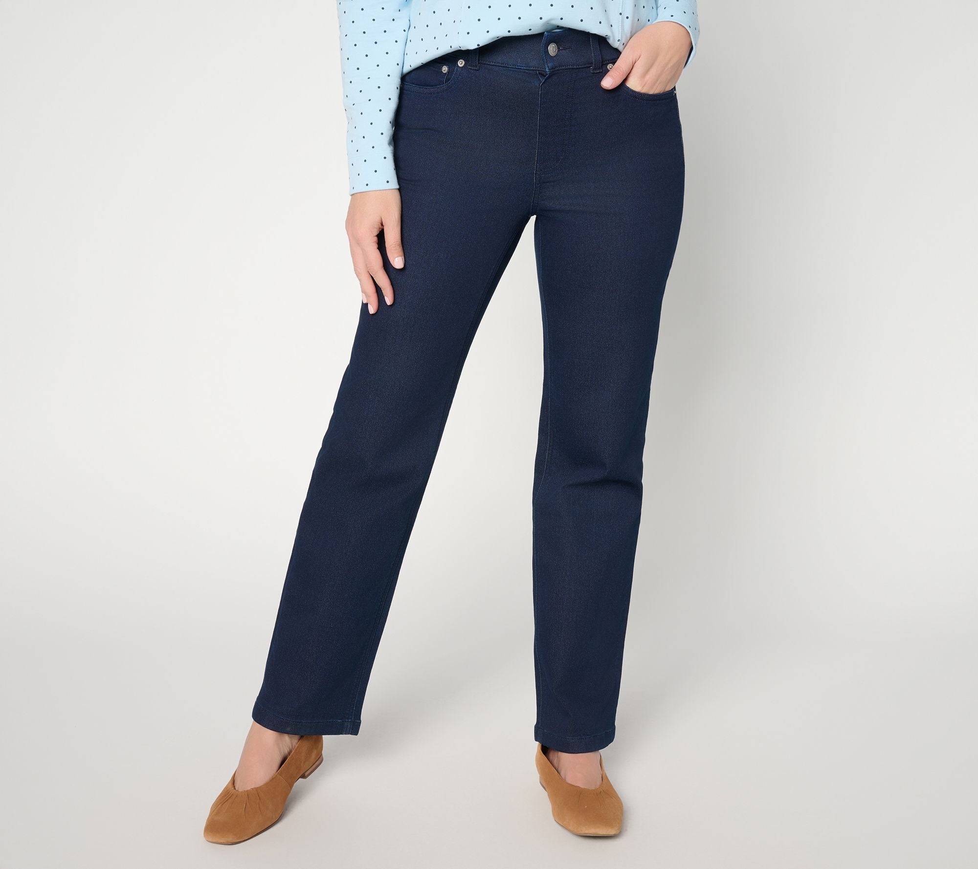 Comfy Knit Straight Leg Jeans - Dark Wash