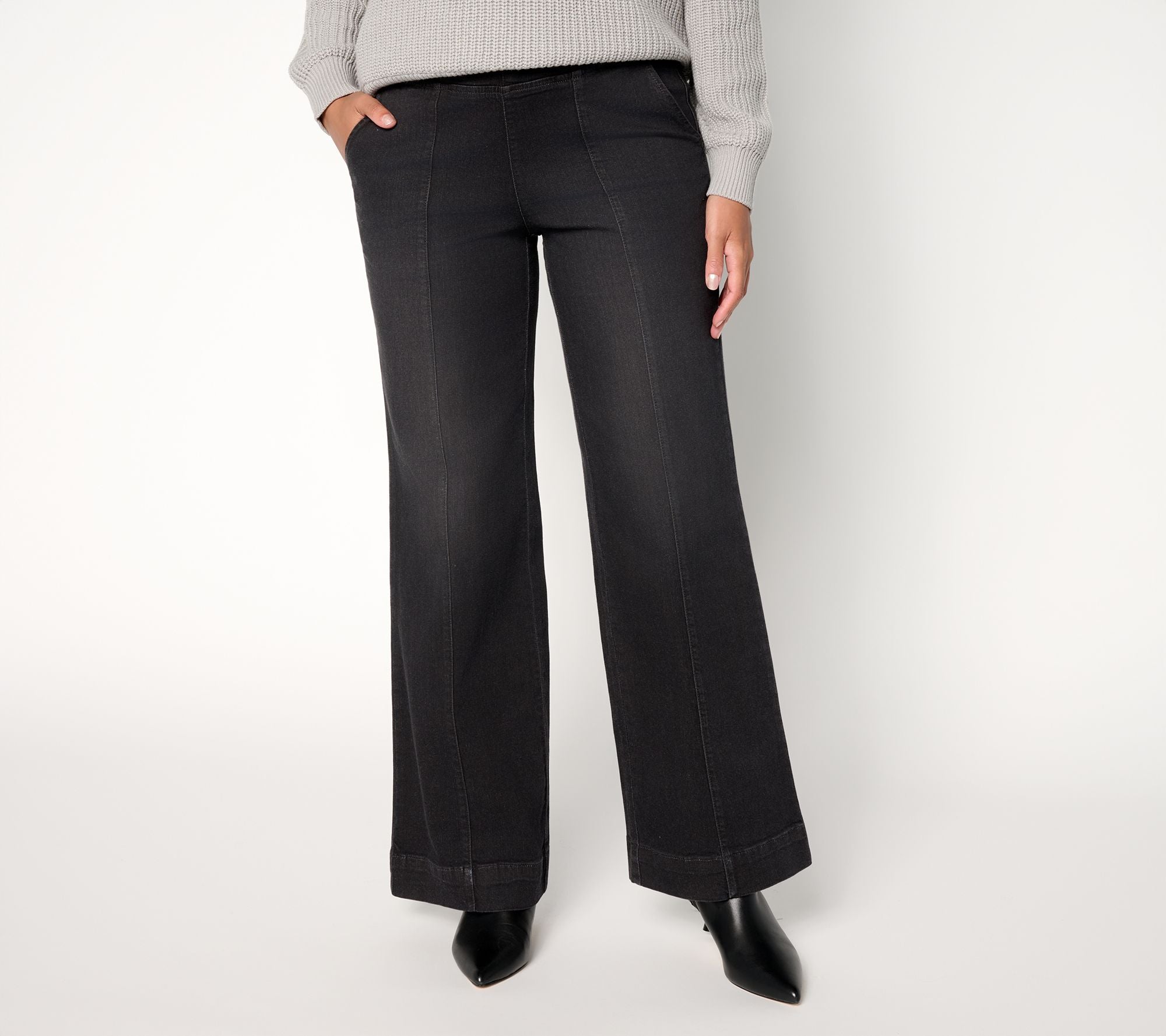 TripleLuxe Front Seam Full Leg Jean - Black Denim