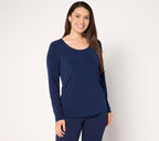 Essentials Liquid Knit Scoop Neck Top - Navy