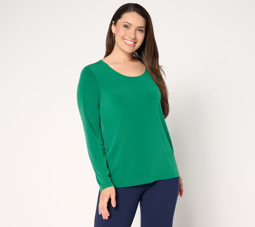 Essentials Liquid Knit Scoop Neck Top - Emerald Night