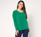 Essentials Liquid Knit Scoop Neck Top - Emerald Night