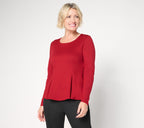 The Lenny Silky Ponte Fit & Flare Top - Red Dahlia