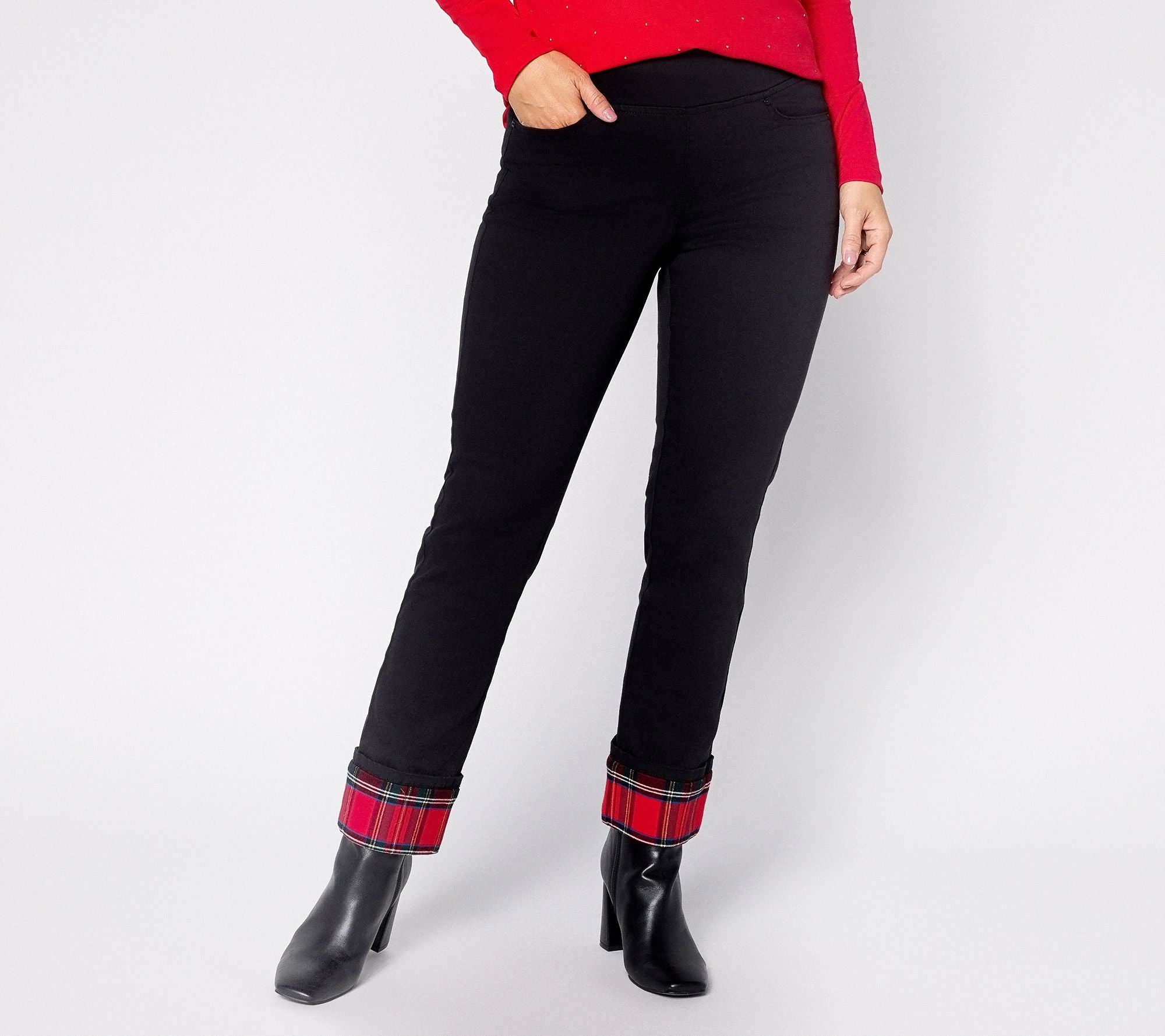 TripleLuxe Twill Tartan Cuff Jean - Black