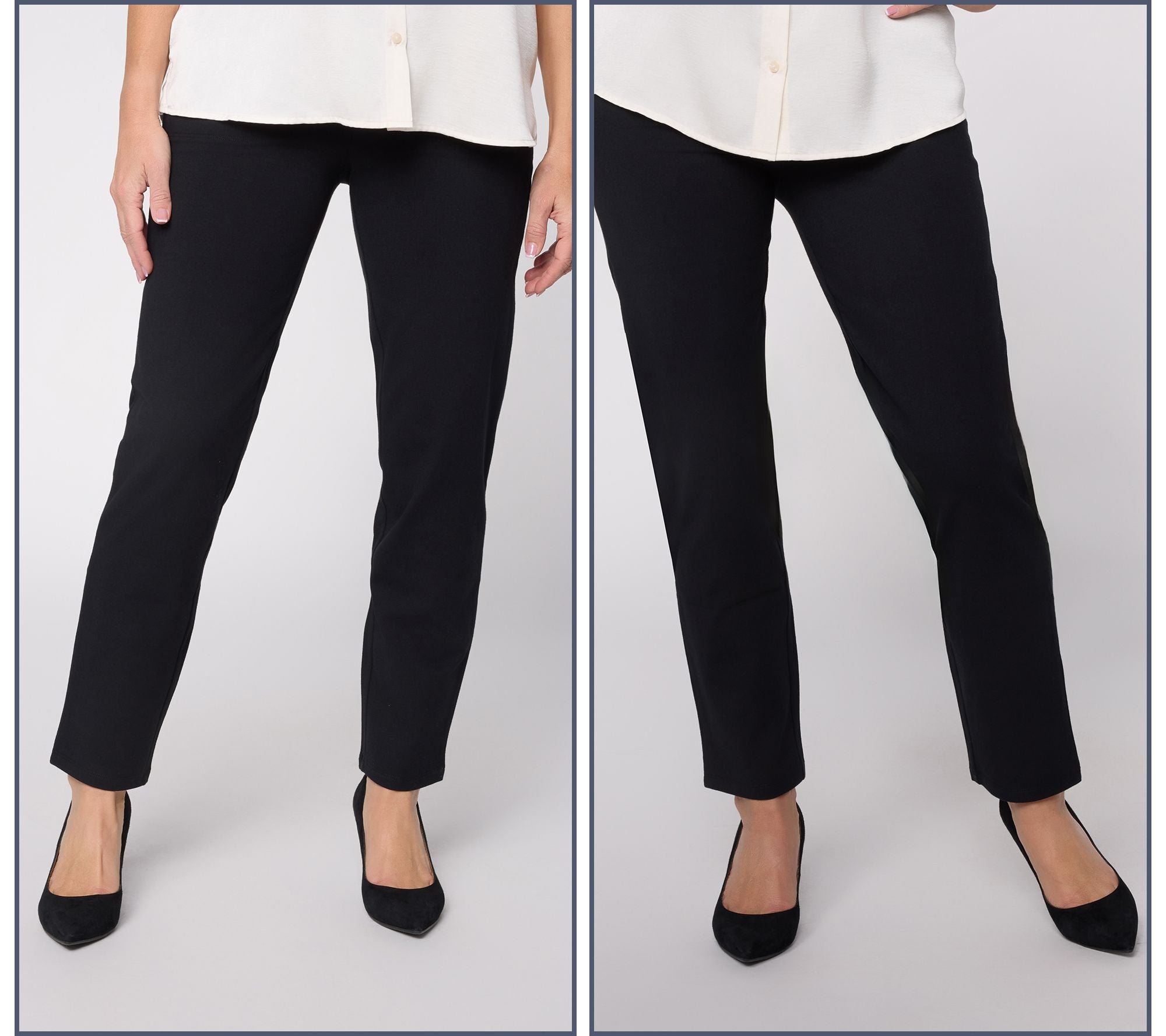 Set of 2 86/14 Slim Leg Ankle Icon Pant - Black/Black