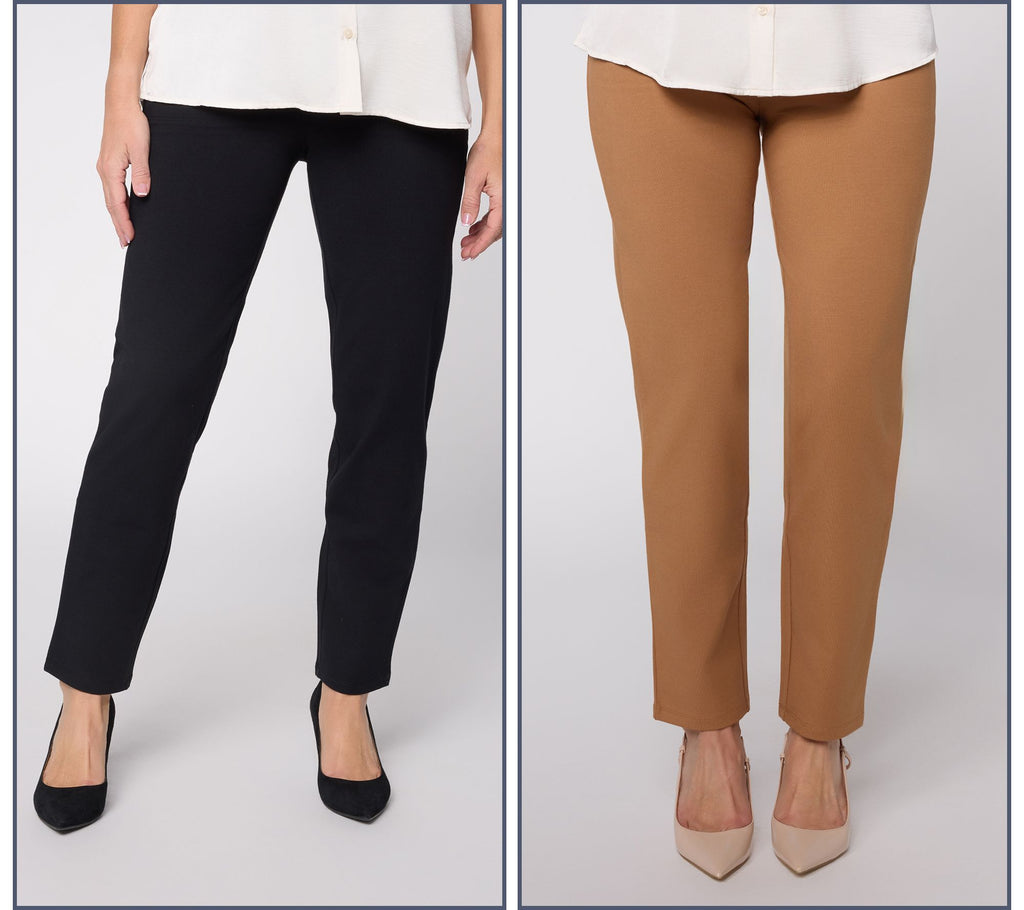 Set of 2 86/14 Slim Leg Ankle Icon Pant - Black/Chestnut