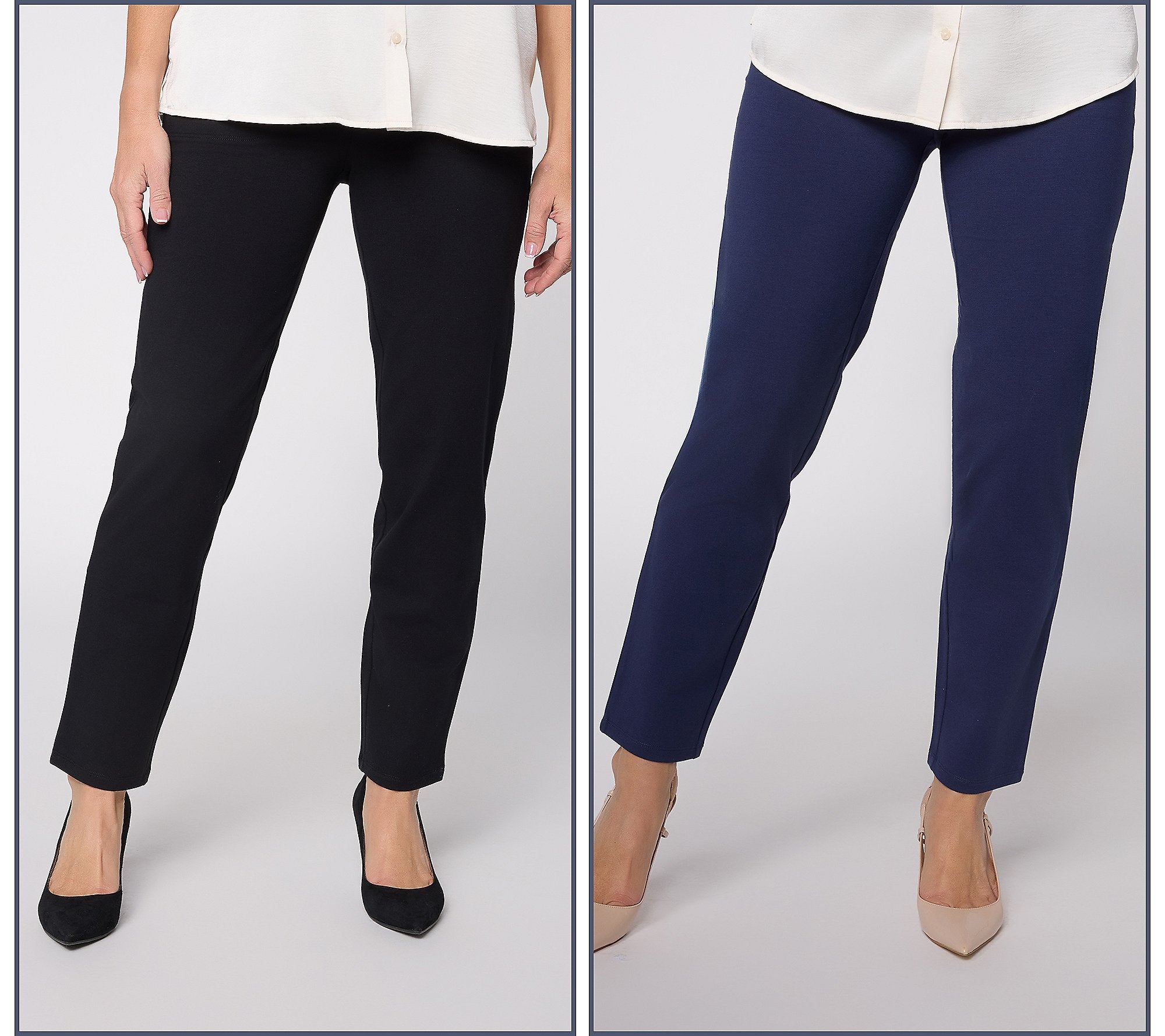 Set of 2 86/14 Slim Leg Ankle Icon Pant - Black/Navy