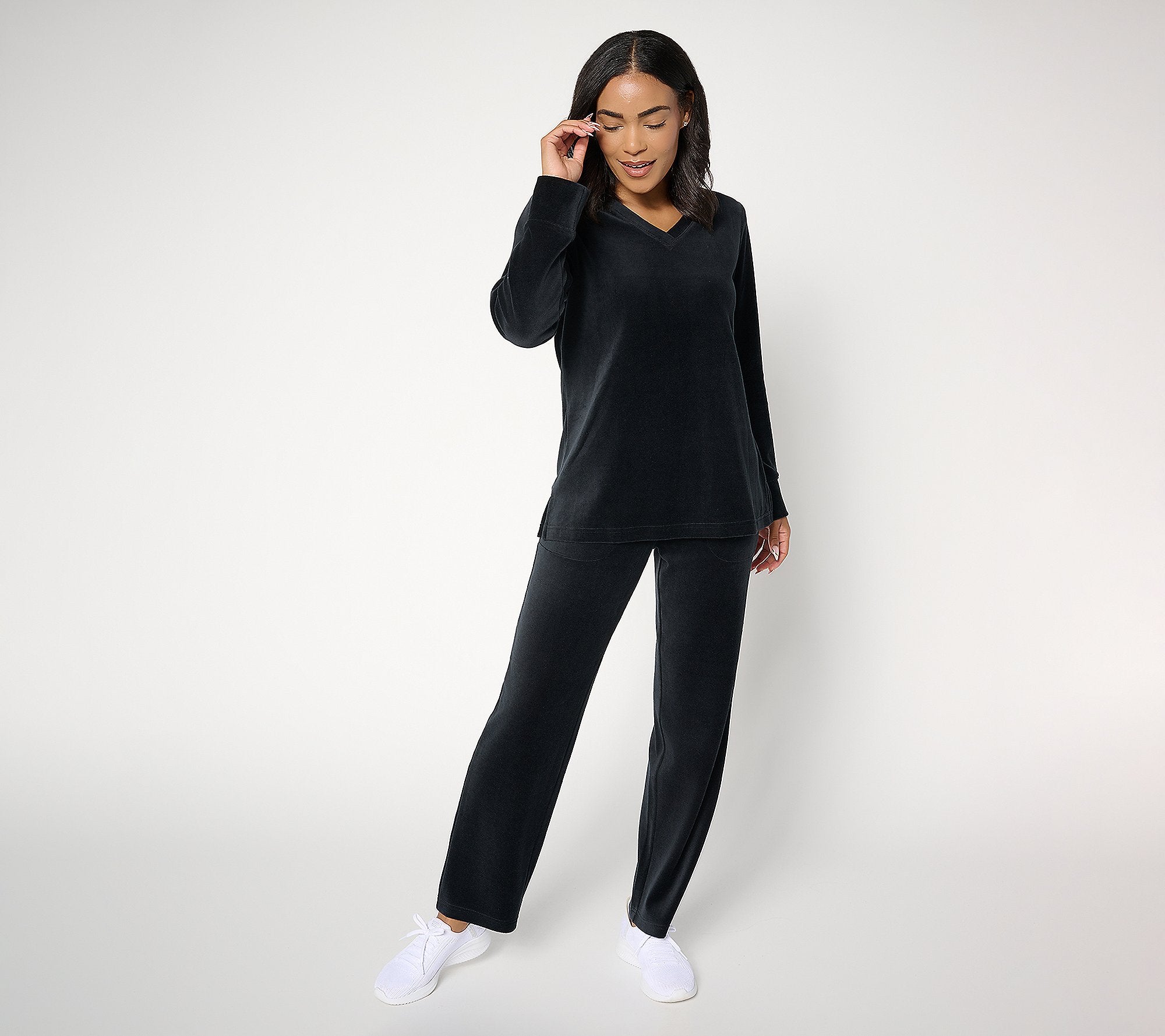 Active Velour Top & Straight Leg Pants Set