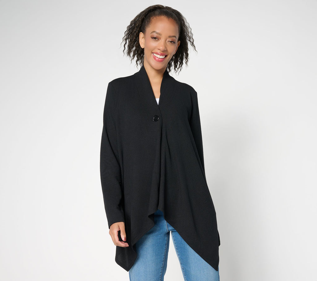 Essentials Heavenly Jersey Wrap Cardigan with Closure - Black