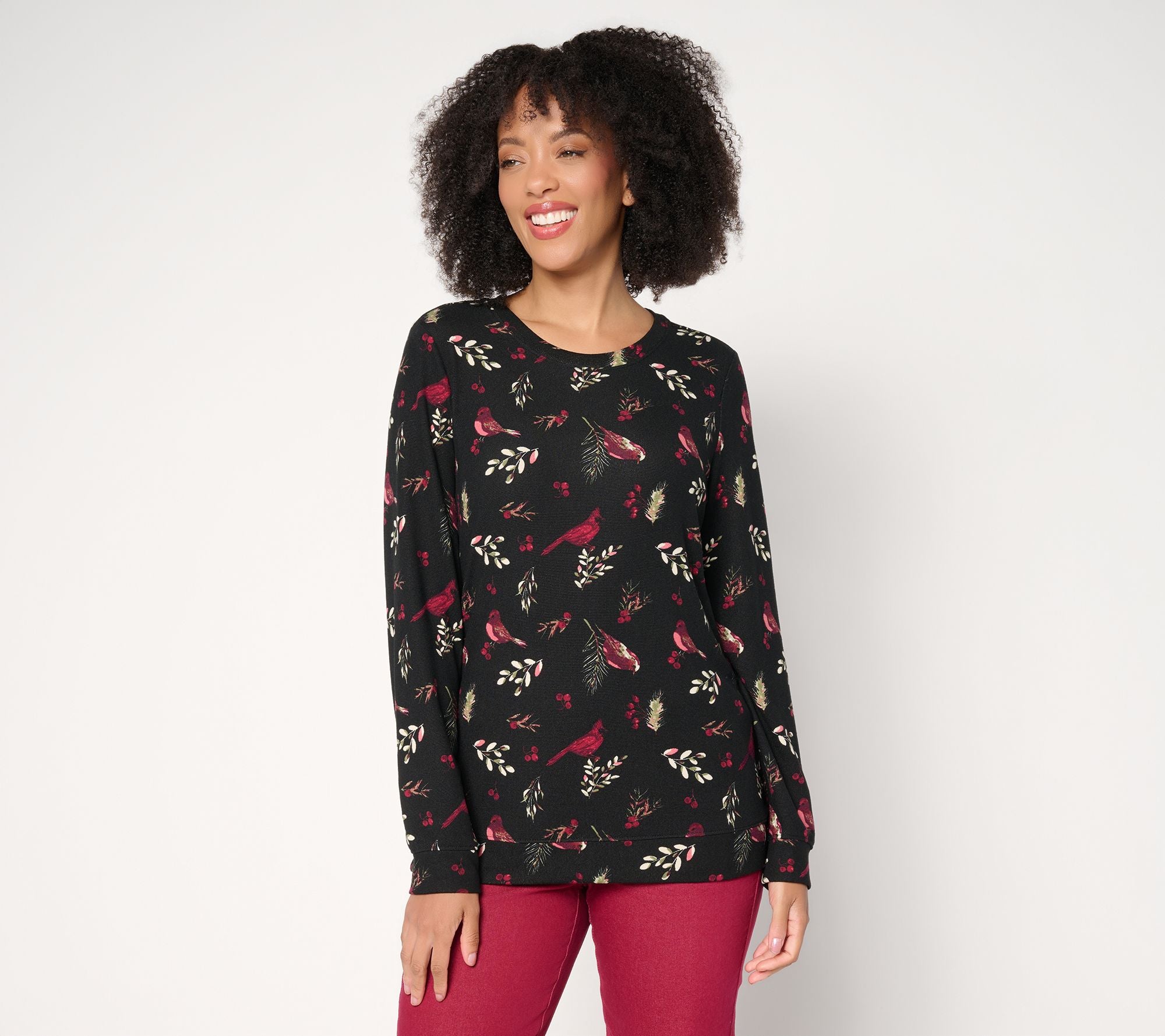Printed Heavenly Jersey Long Sleeve Pullover - Black