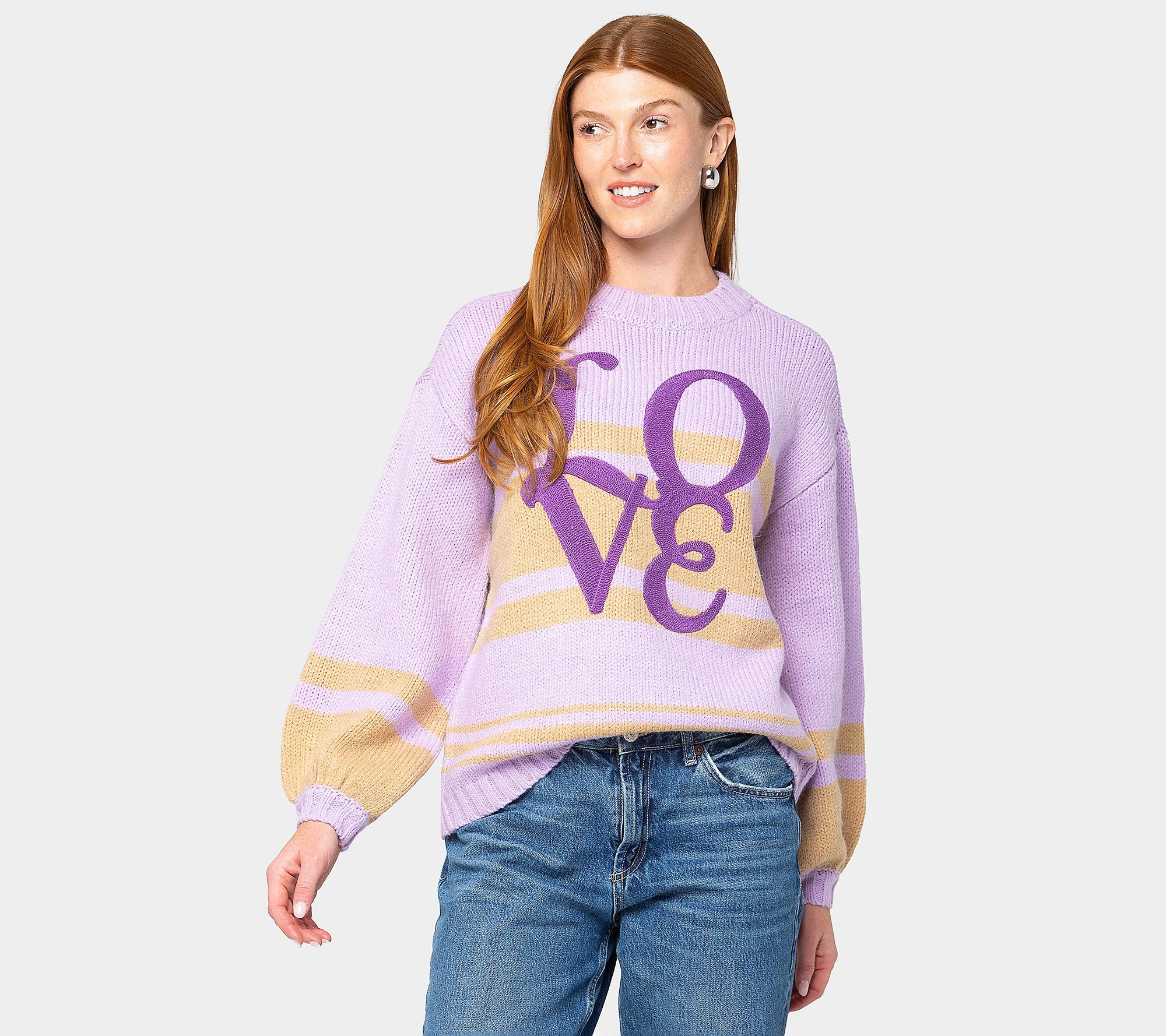 Stripe Lantern Sleeve Sweater