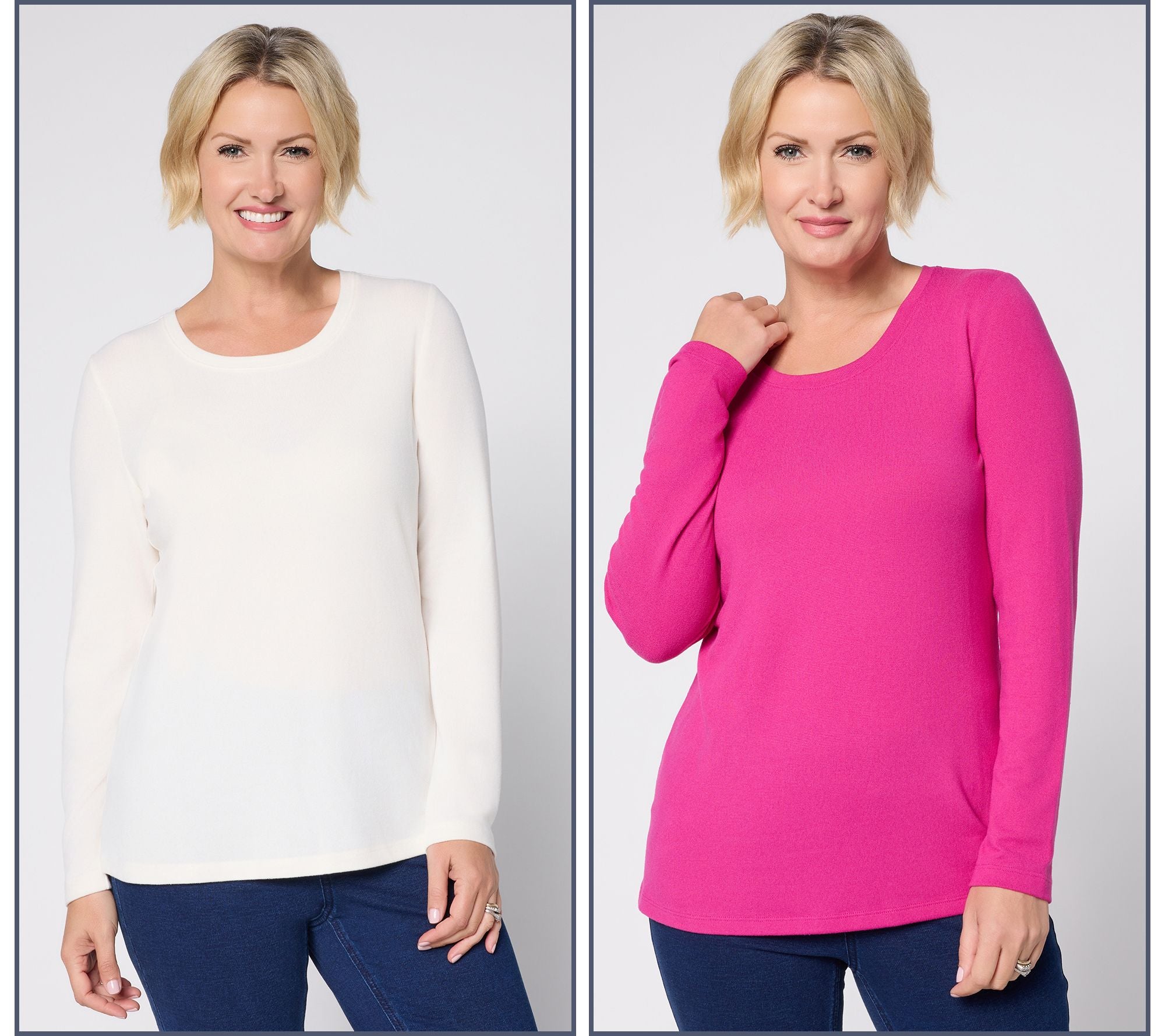 Essentials Heavenly Jersey 2-Pack Scoop Neck Tops - Natural/FallPnk