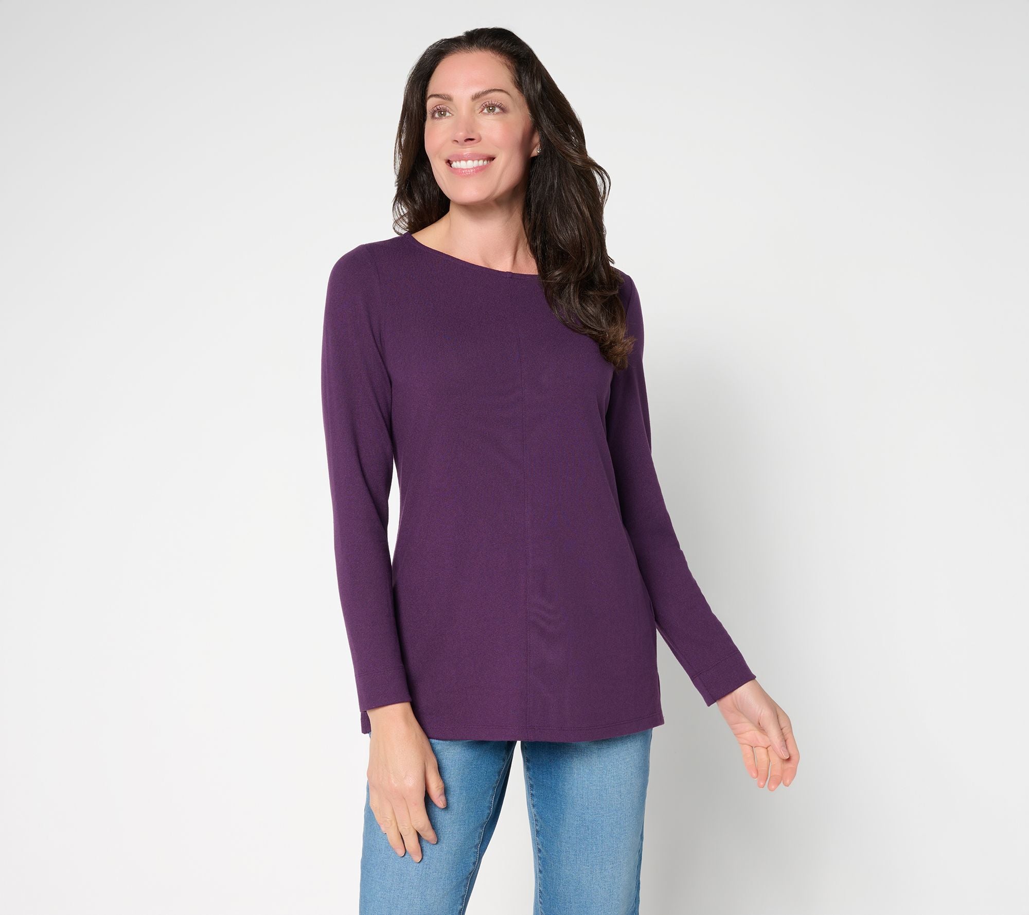 Essentials Heavenly Jersey Boat Neck Tunic - Deep Purple