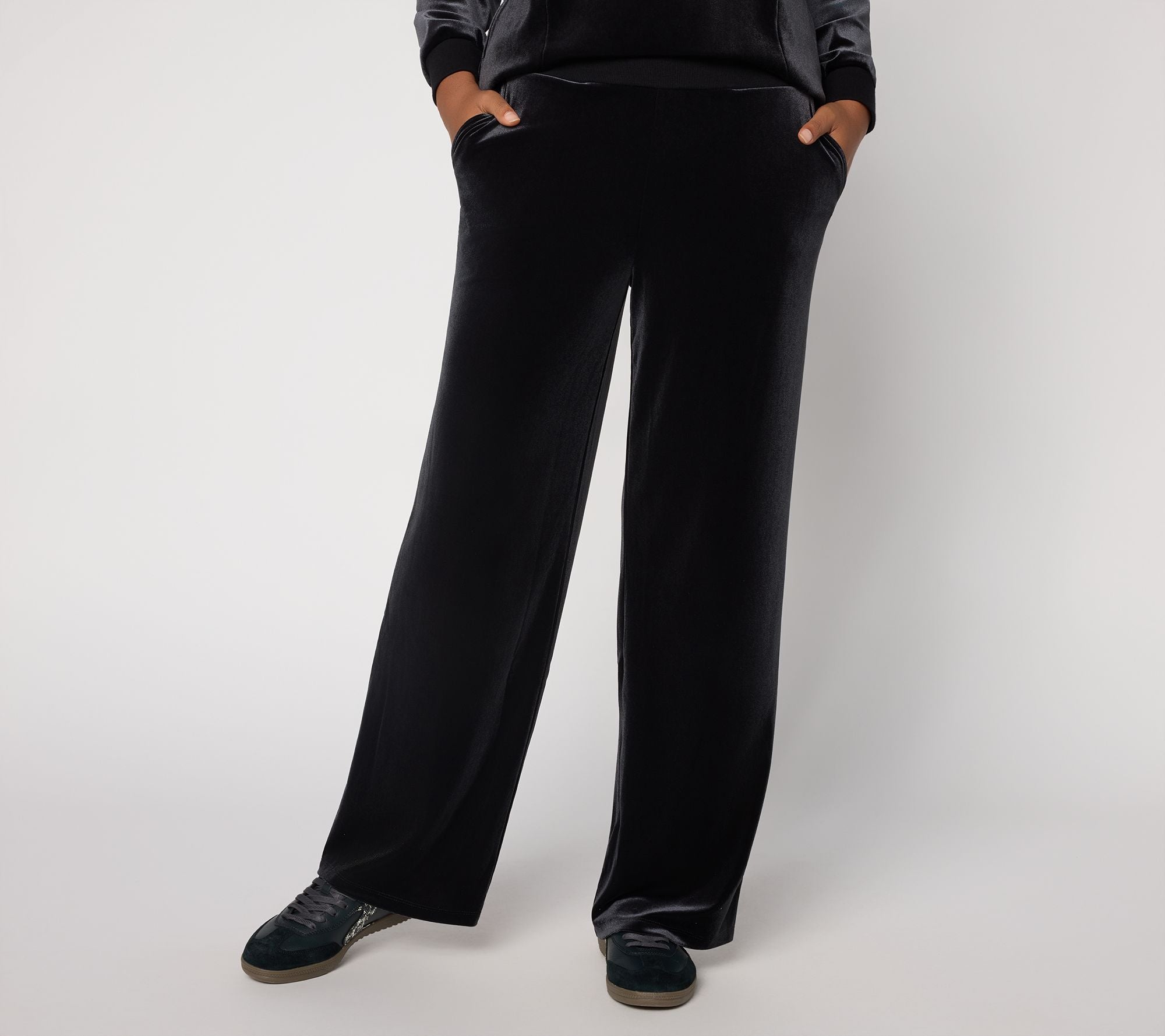 Velvet Full Length Pants - Black