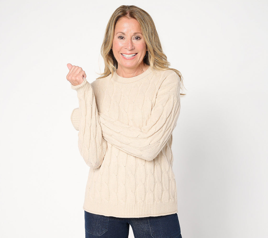The Christine Cable Stitch Sweater - Oatmilk