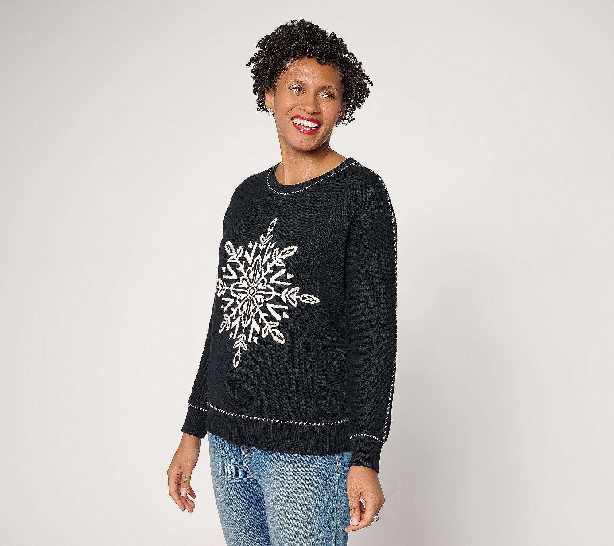 Snowflake Sweater with Birdseye Stitching
