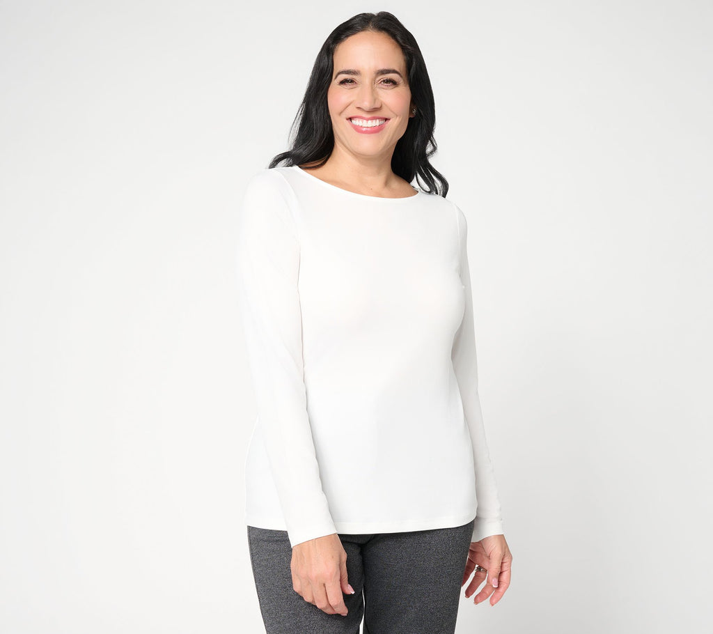 Essentials Liquid Knit Bateau Neck Top - Cream Petal