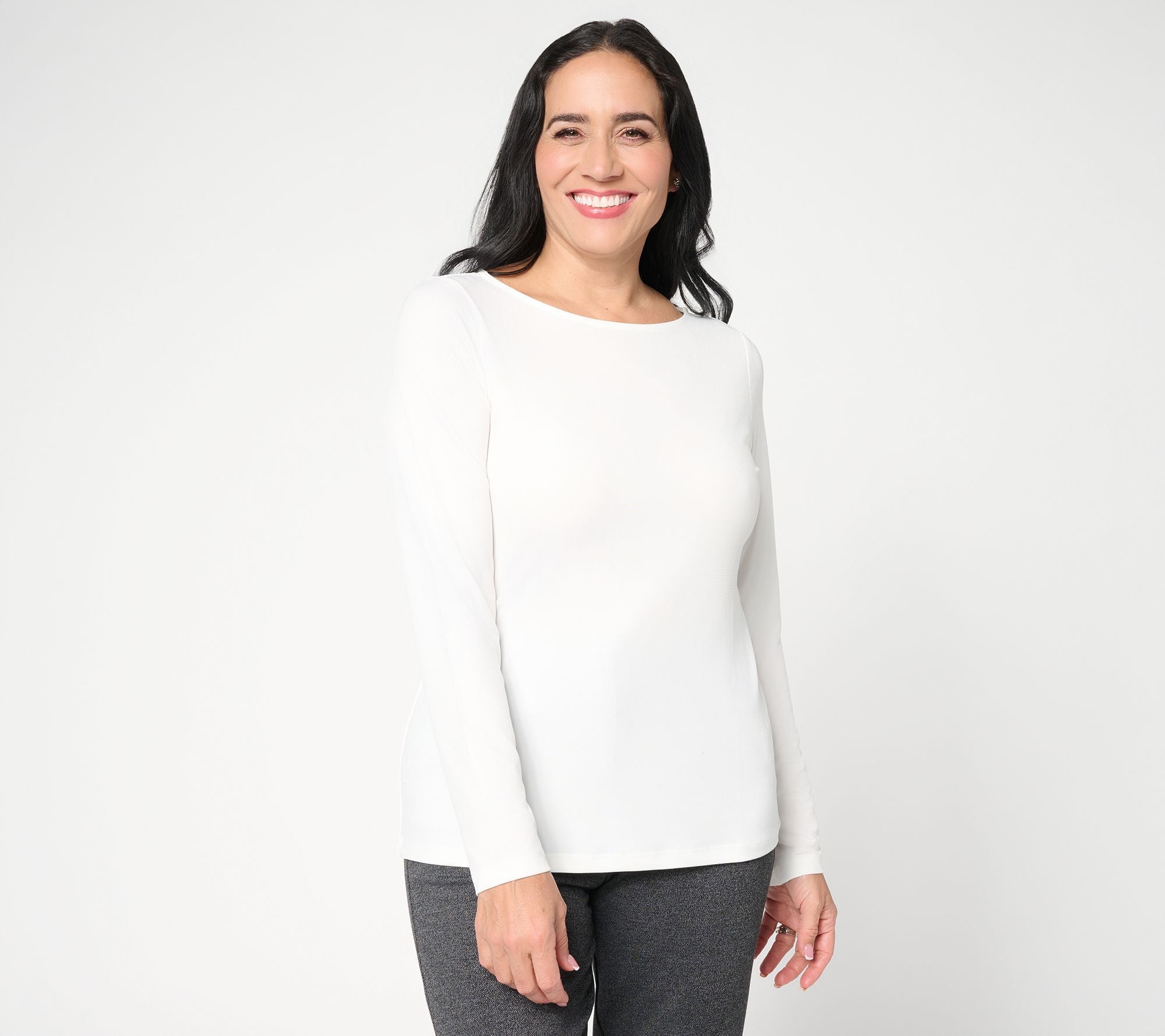 Essentials Liquid Knit Bateau Neck Top - Cream Petal