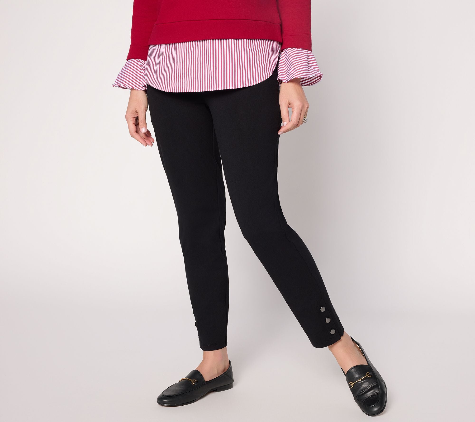 Weekend Premium Stretch Aire Slim-Leg Ankle Pants - Black