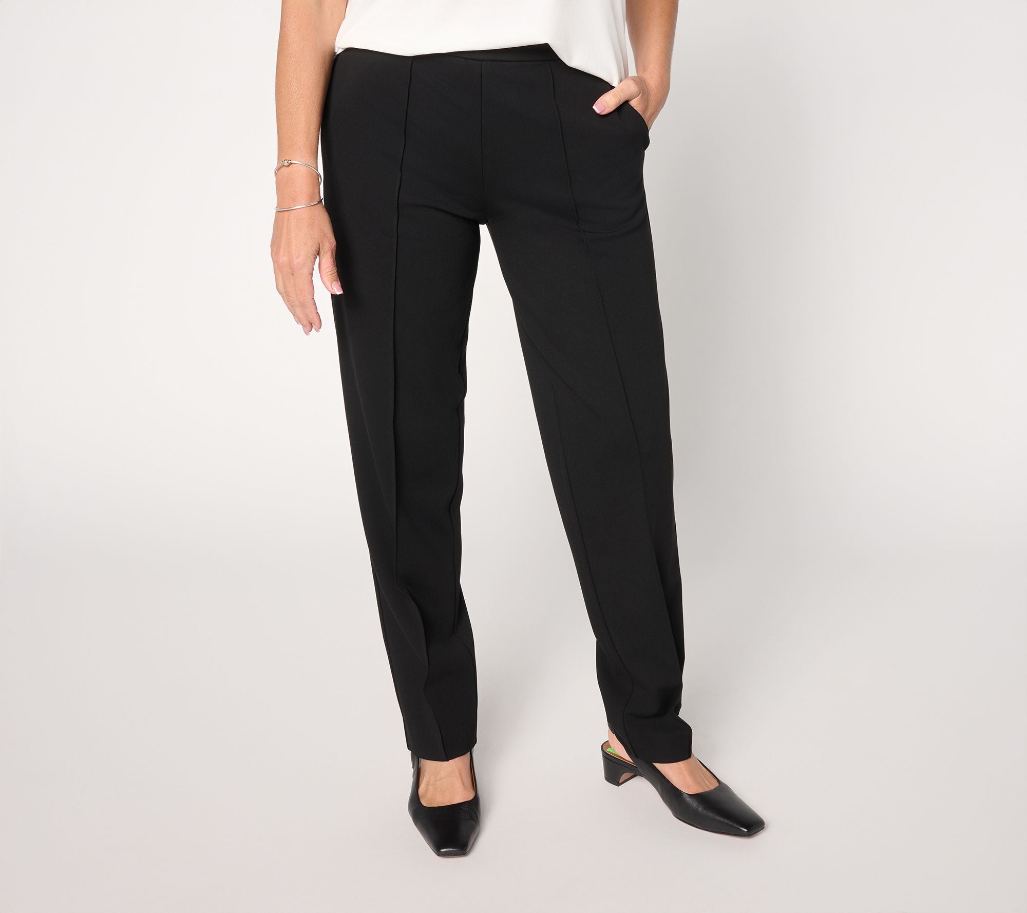 Liquid Ponte Straight Leg Pull-On Pants - Black