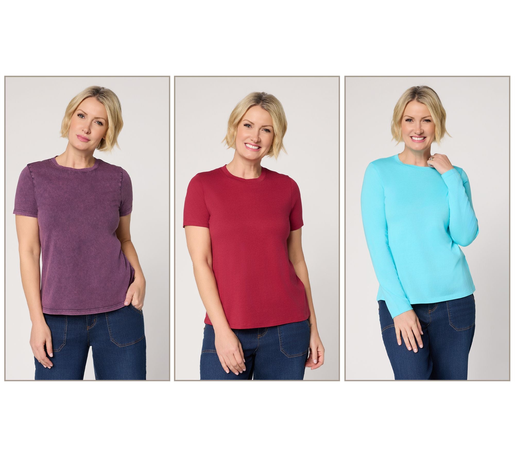 LOGO Principles by Lori Goldstein Set of 3 Crew Neck Tops - Nightshade