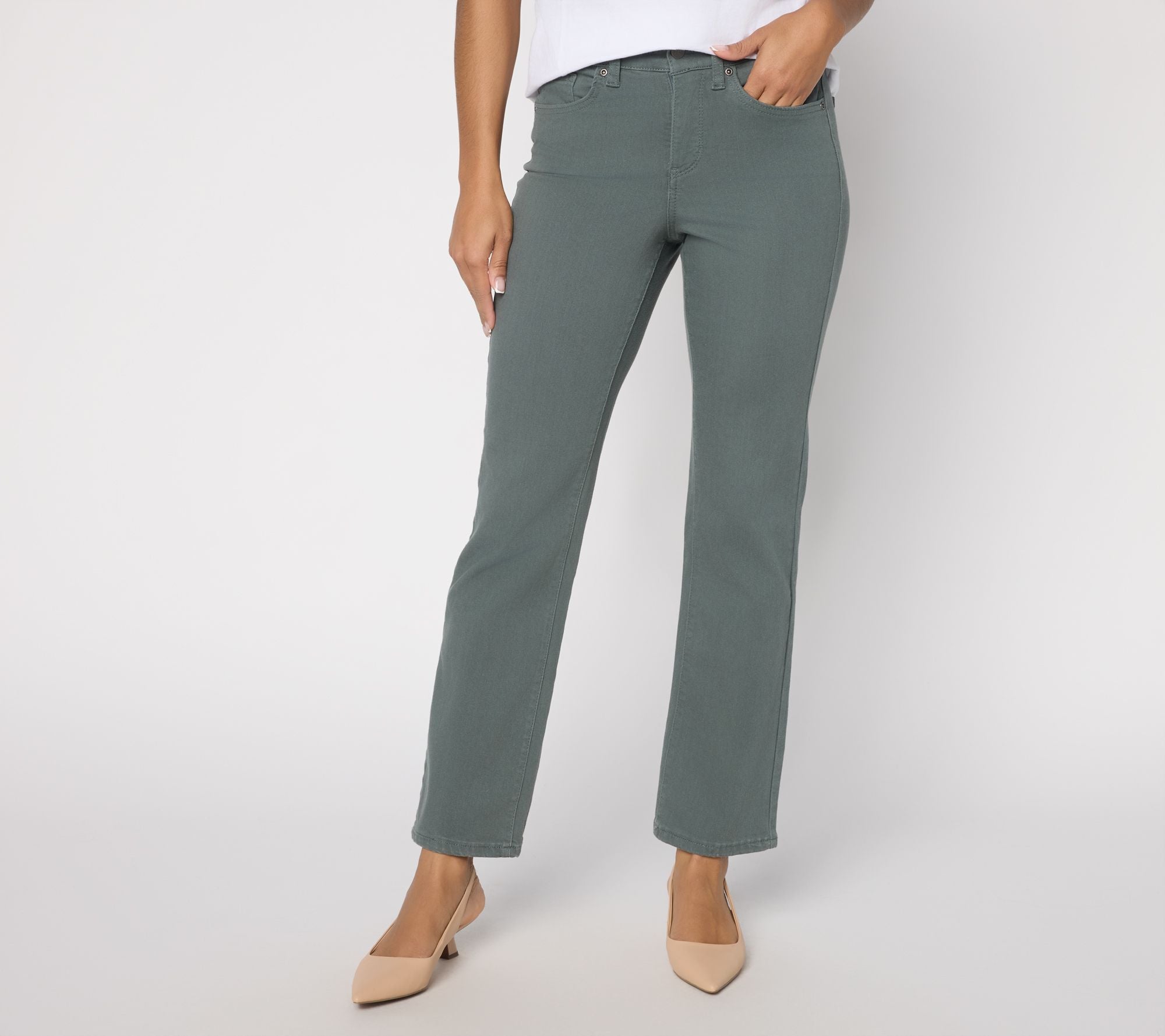 Sure Stretch Ellison Straight-Leg Jeans - Sage Leaf