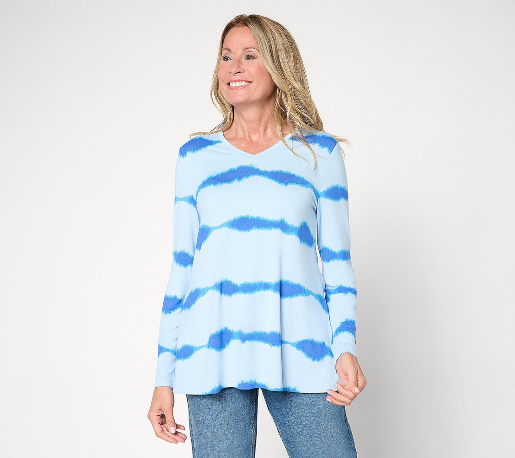 Rayon 230 Printed Stripe Dye Effect Top