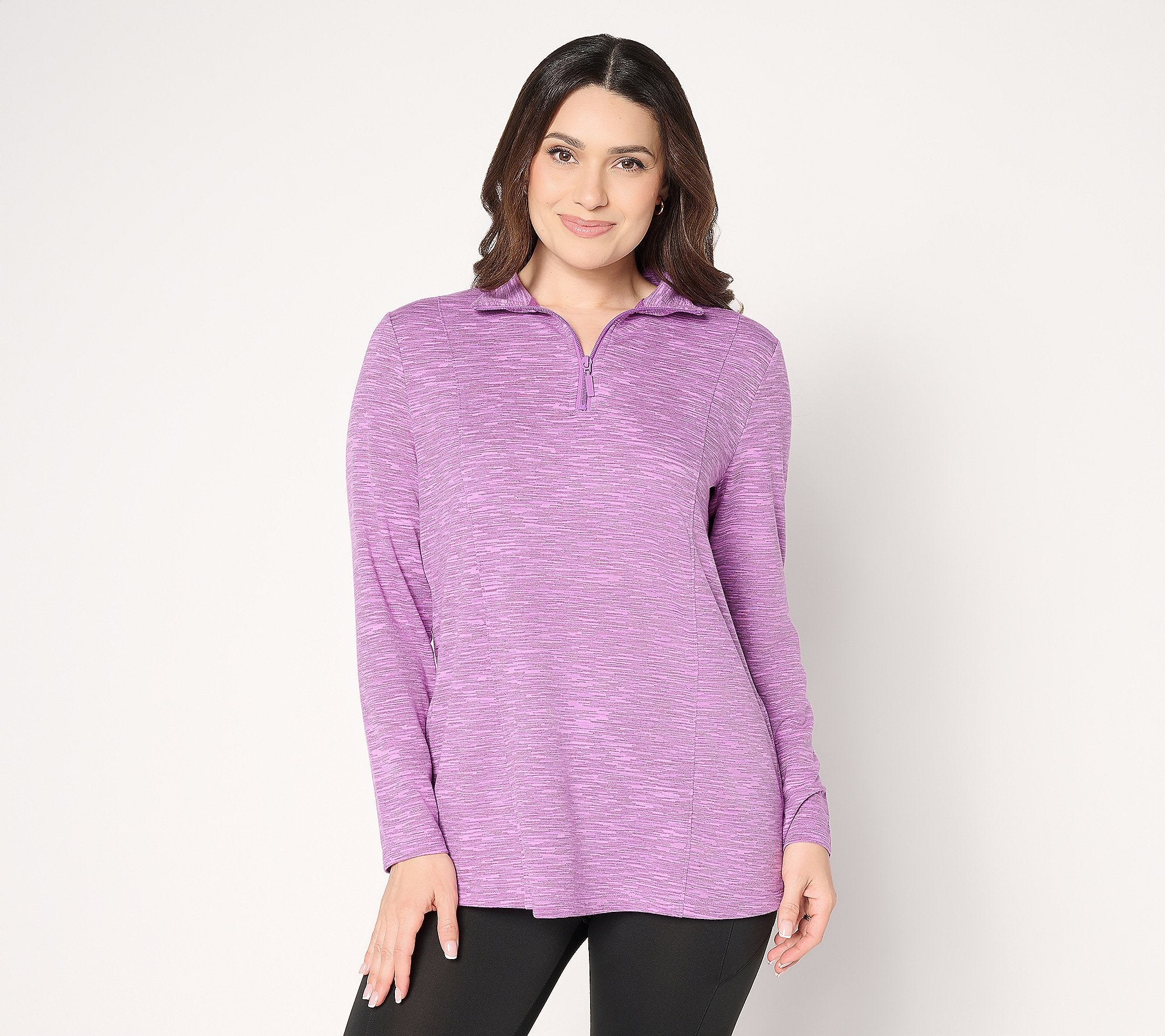 Active Soft Blend Knit Space Dye Half Zip Tunic
