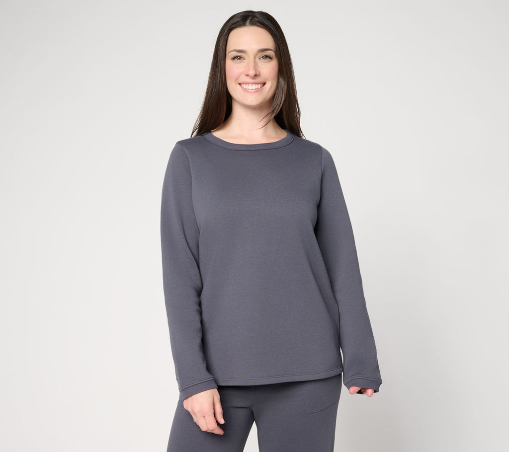 CloudSoft Fleece Top in Prints and Solids - Charcoal Heathe