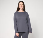 CloudSoft Fleece Top in Prints and Solids - Charcoal Heathe