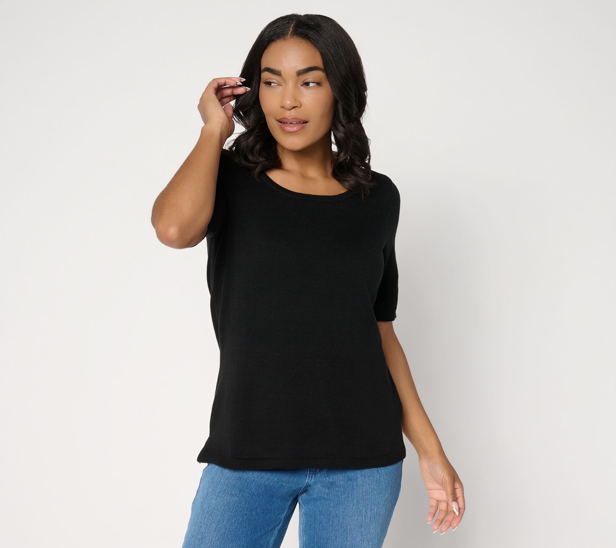 Dare to Be Bold Elbow-Sleeve Sweater - Black