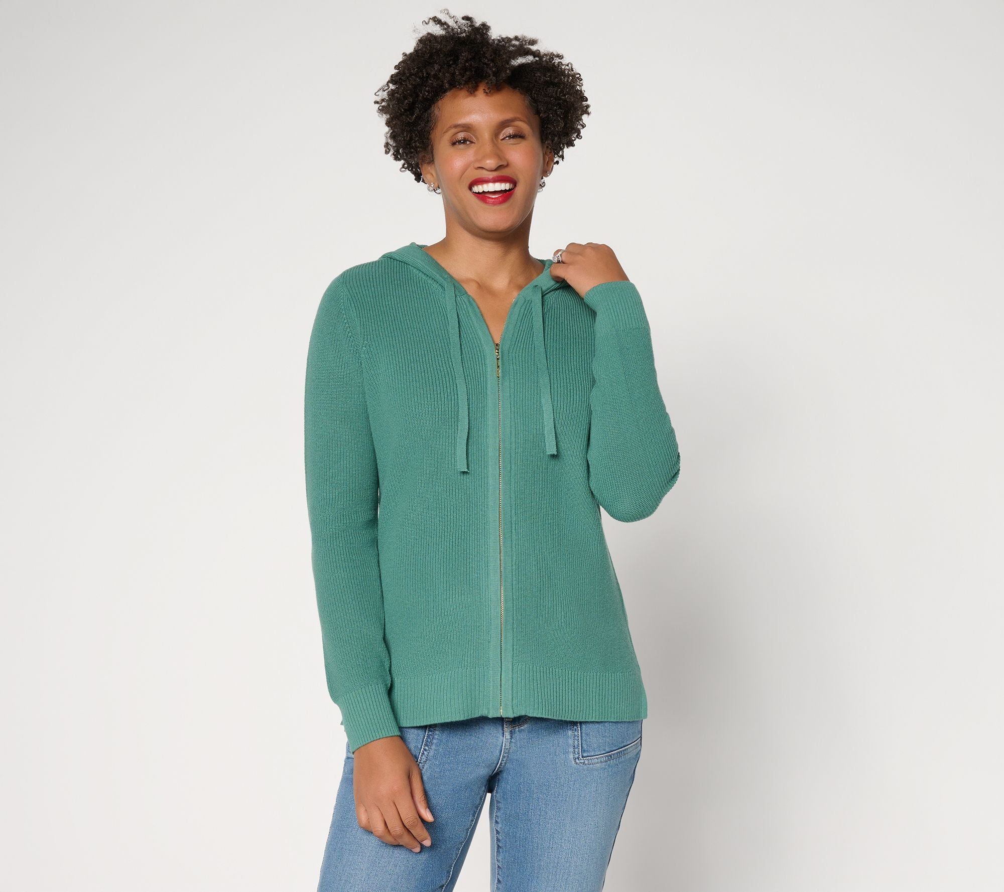 Skinny Shaker Knit Hoodie - Deep Sea