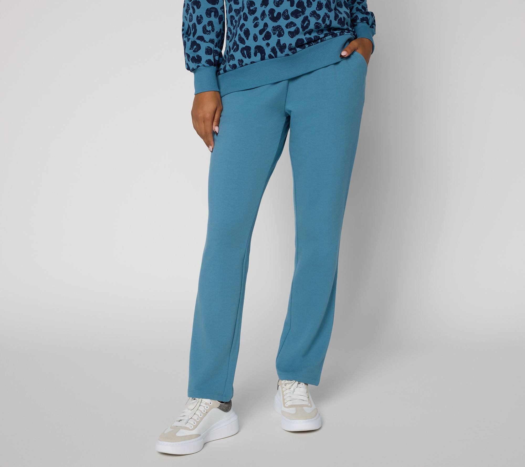 French Terry Straight Leg Pant - Mineral Blue
