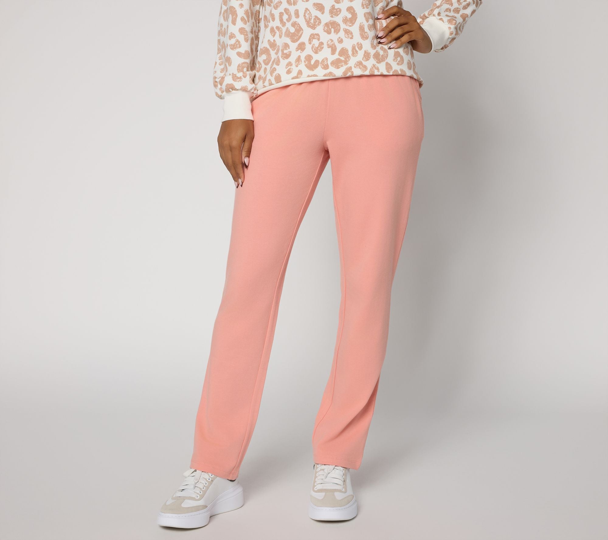French Terry Straight Leg Pant - Sunset Coral
