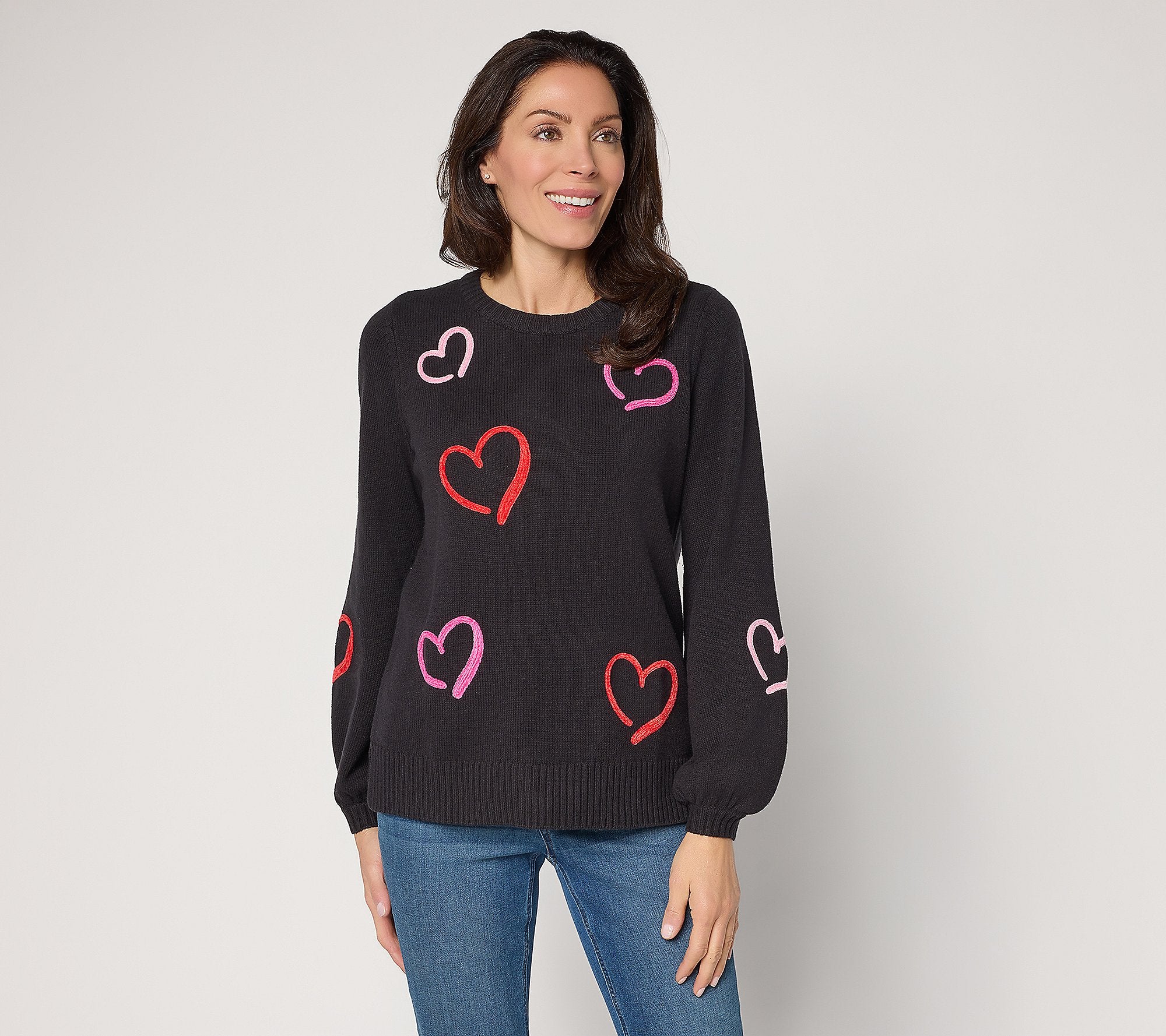 Take Heart Chenille Trim Sweater - Black