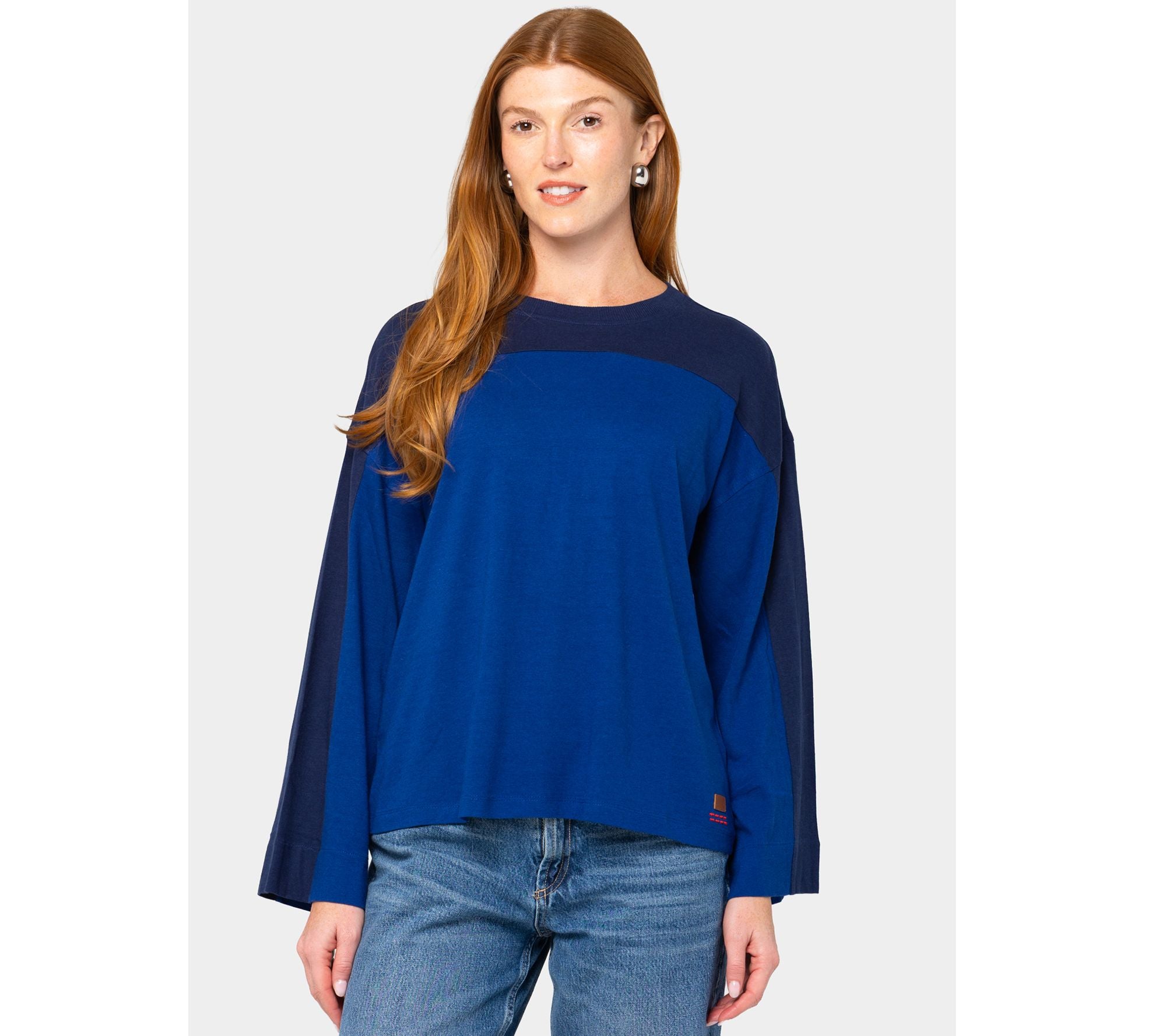 Cotton Long Sleeve Tee - Blue Combo