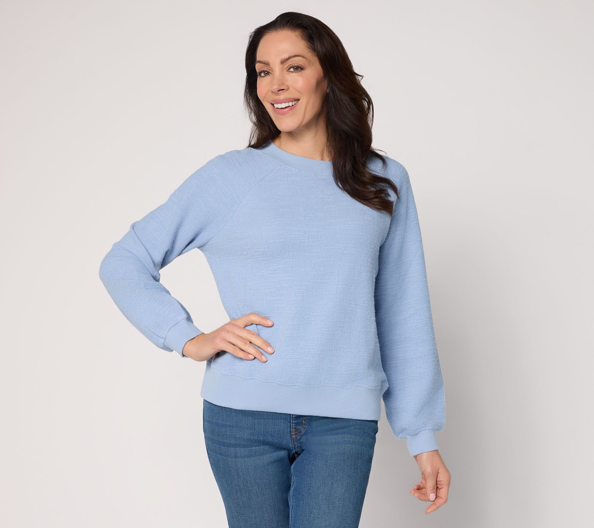 Slub French Terry Crew Neck Sweatshirt - Marina Blue